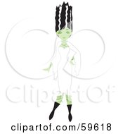 Royalty Free RF Clipart Illustration Of A Sexy And Stylish Bride Of Frankenstein Posing In A White Dress by Rosie Piter