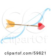 Royalty Free RF Clipart Illustration Of A Heart Tipped Arrow Resting On A Bow