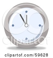 Poster, Art Print Of Round Chrome And Blue Wall Clock - Version 5