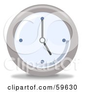 Poster, Art Print Of Round Chrome And Blue Wall Clock - Version 6