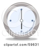 Poster, Art Print Of Round Chrome And Blue Wall Clock - Version 7