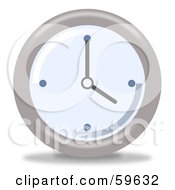 Poster, Art Print Of Round Chrome And Blue Wall Clock - Version 4