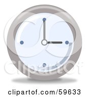 Poster, Art Print Of Round Chrome And Blue Wall Clock - Version 3