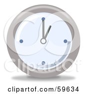 Poster, Art Print Of Round Chrome And Blue Wall Clock - Version 1