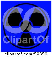 Royalty Free RF Clipart Illustration Of A Black And Blue Radiation Symbol On Blue