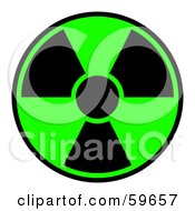 Black And Green Radiation Symbol On White
