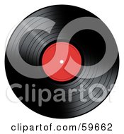 Black Vinyl Record With A Red Label