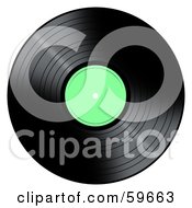 Poster, Art Print Of Black Vinyl Record With A Green Label