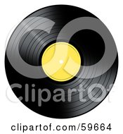 Poster, Art Print Of Black Vinyl Record With A Yellow Label