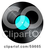Poster, Art Print Of Black Vinyl Record With A Turquoise Label
