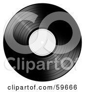 Poster, Art Print Of Black Vinyl Record With A White Label