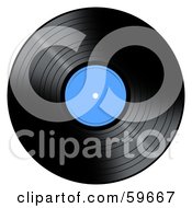 Poster, Art Print Of Black Vinyl Record With A Blue Label