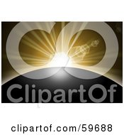 Royalty Free RF Clipart Illustration Of A Golden Sunrise Cresting Over A Planet by oboy