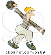 Professional Female Bowler Throwing The Ball Clipart Picture