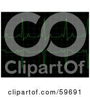 Royalty Free RF Clipart Illustration Of A Green Heart Rhythm Electrocardiogram ECG Graph On Black by oboy