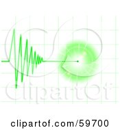 Royalty Free RF Clipart Illustration Of A Green Tremor And Waves On A Grid Over White