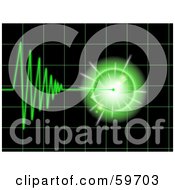 Poster, Art Print Of Green Tremor And Waves On A Grid Over Black