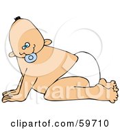 Poster, Art Print Of Little Baby Boy In A Diaper Crawling