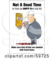 Royalty Free RF Clipart Illustration Of A Bleeding Man Trying To Find The Right First Aid Products