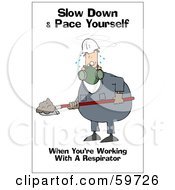 Poster, Art Print Of Worker Man Wearing A Respirator And Shoveling