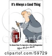 Poster, Art Print Of Worker Man Trying To Figure Out How To Use A Fire Extinguisher