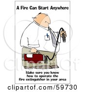 Royalty Free RF Clipart Illustration Of A Man Carrying A Fire Extinguisher by djart