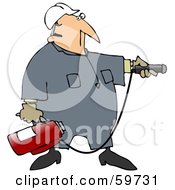 Industrial Worker Man Preparing To Use A Fire Extinguisher