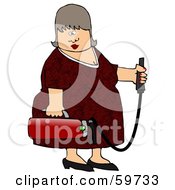 Middle Aged Woman Holding A Fire Extinguisher