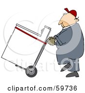 Worker Man Delivering A Dryer On A Dolly