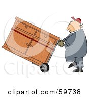Worker Man Delivering A Dresser On A Dolly