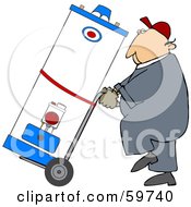 Poster, Art Print Of Worker Man Delivering A Water Heater On A Dolly