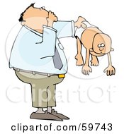 Royalty Free RF Clipart Illustration Of A Dad Holding Out His Baby In A Stinky Diaper
