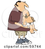 Royalty Free RF Clipart Illustration Of A Father Standing And Carrying His Baby