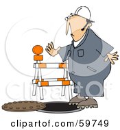 Poster, Art Print Of Male Worker Nearly Falling Into A Man Hole