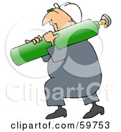 Poster, Art Print Of Male Worker Carrying A Green Oxygen Tank