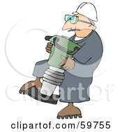 Royalty Free RF Clipart Illustration Of A Worker Man Carrying A Heavy Duty Compactor