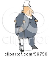 Poster, Art Print Of Injured Male Worker Using Crutches
