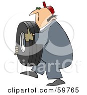 Poster, Art Print Of Mechanic Carrying A Heavy Tire