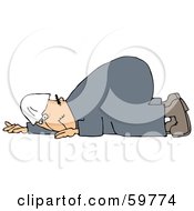 Royalty Free RF Clipart Illustration Of A Worker Man With A Bad Back Crawling On The Ground by djart