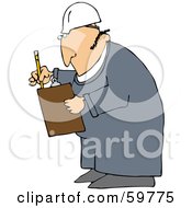 Royalty Free RF Clipart Illustration Of A Male Worker Checking Off A List On A Clipboard