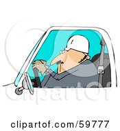 Royalty Free RF Clipart Illustration Of A Male Worker Glancing While Driving A Work Vehicle