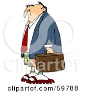 Royalty Free RF Clipart Illustration Of A Businessman In Colorful Shorts Carrying A Bag