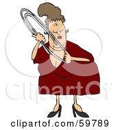 Royalty Free RF Clipart Illustration Of A Chubby Middle Aged Woman Holding A Large Paper Clip by djart
