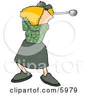 Female Golfer Swinging A Club Clipart Picture