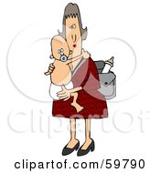 Royalty Free RF Clipart Illustration Of A Mother Carrying A Diaper Bag And A Baby