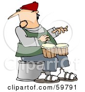 Poster, Art Print Of Man Sitting And Playing Bongos