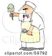 Royalty Free RF Clipart Illustration Of A Man Serving An Ice Cream Cone