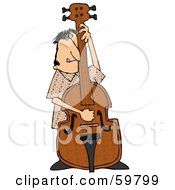 Royalty Free RF Clipart Illustration Of A Man Standing Behind And Playing His Bass
