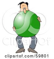 Royalty Free RF Clipart Illustration Of A Man Carrying A Giant Green Ball