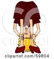 Royalty Free RF Clipart Illustration Of A Blond Woman Bending Over And Looking Through Her Legs